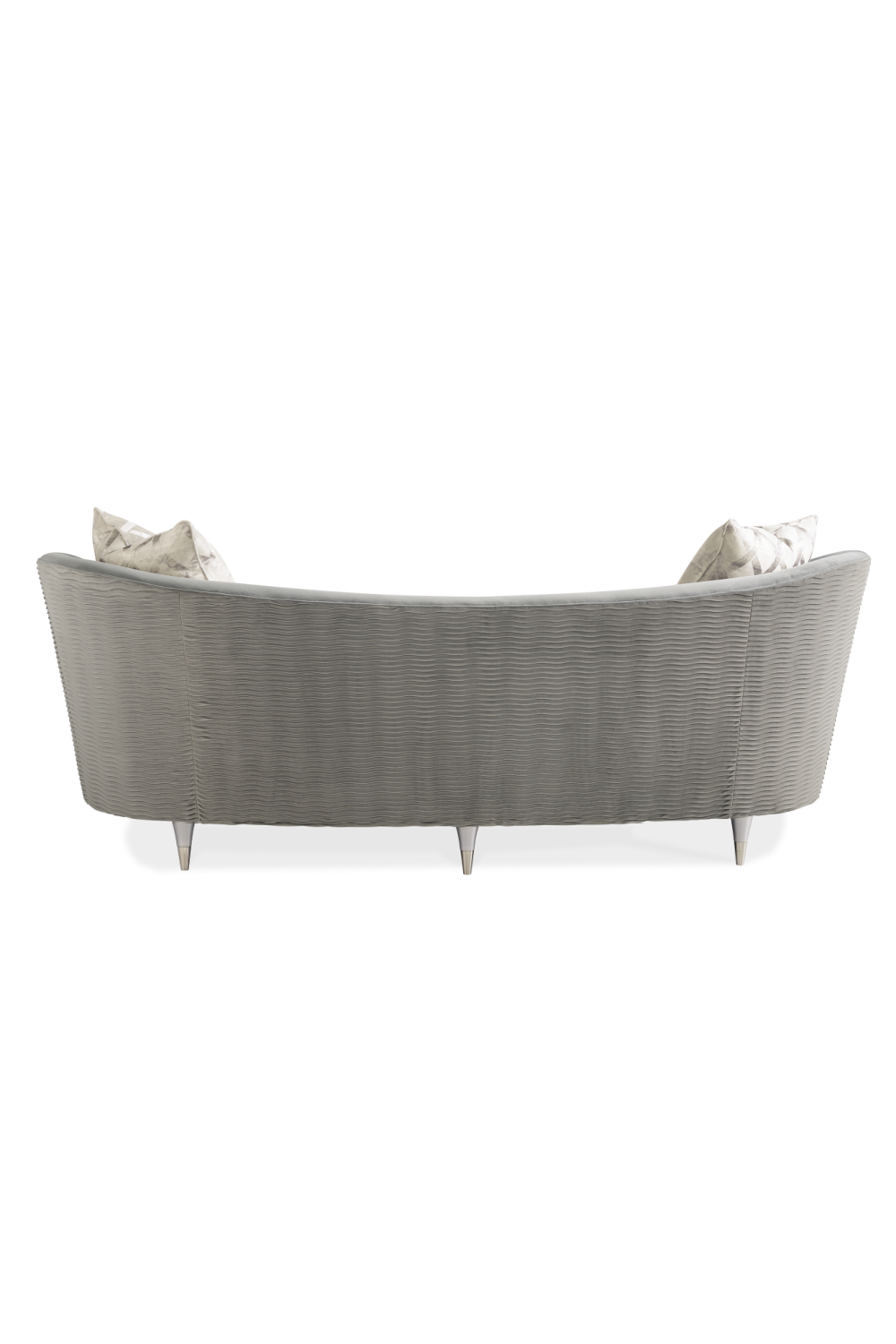 Gray Velvet Curved Sofa | Caracole Farrah | Caracole.eu.com