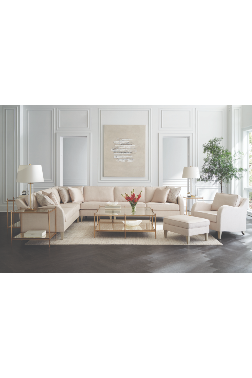 Cream Cushioned Ottoman | Caracole Victoriav | Caracole.eu.com