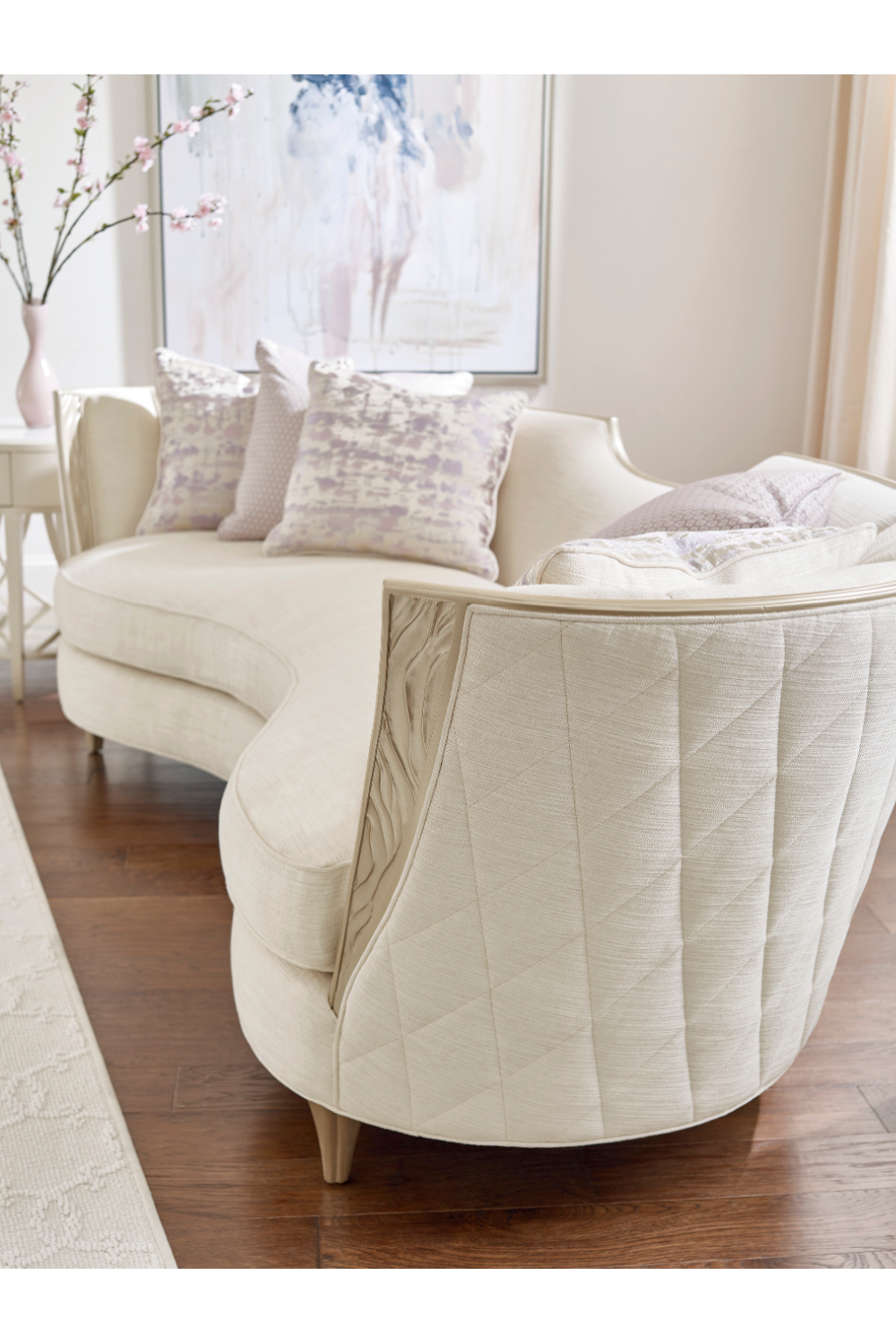 Cream Bouclé Modern Cabriole Sofa | Caracole Adela | Caracole.eu.com