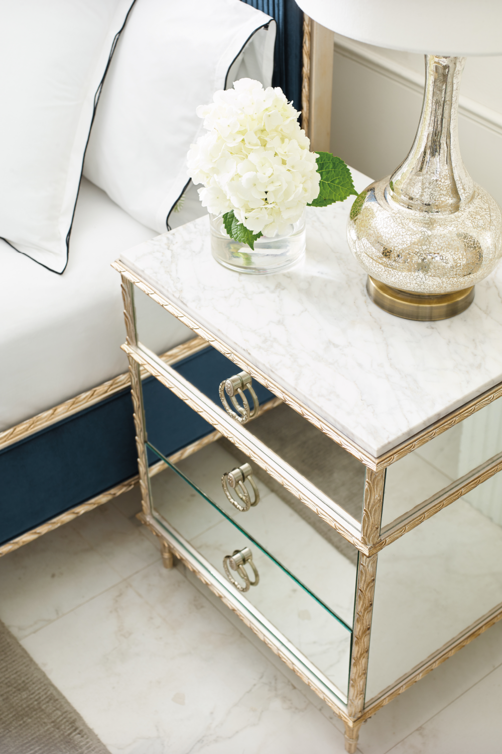 Mirrored Vintage Style Nightstand | Caracole Fontainebleau | Caracole.eu.com