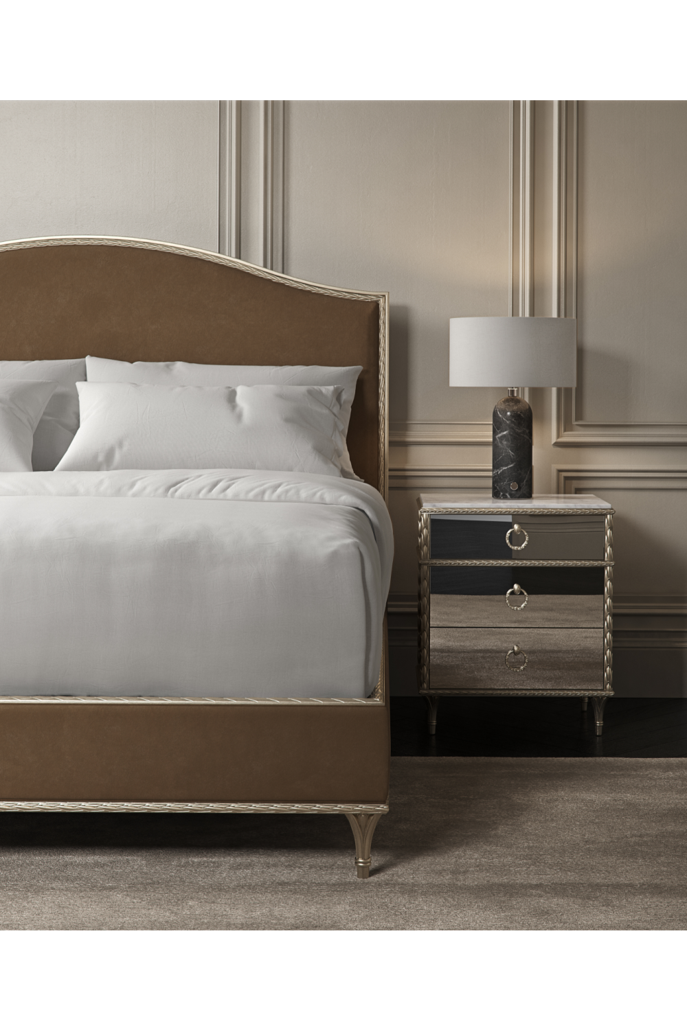 Mirrored Vintage Style Nightstand | Caracole Fontainebleau | Caracole.eu.com