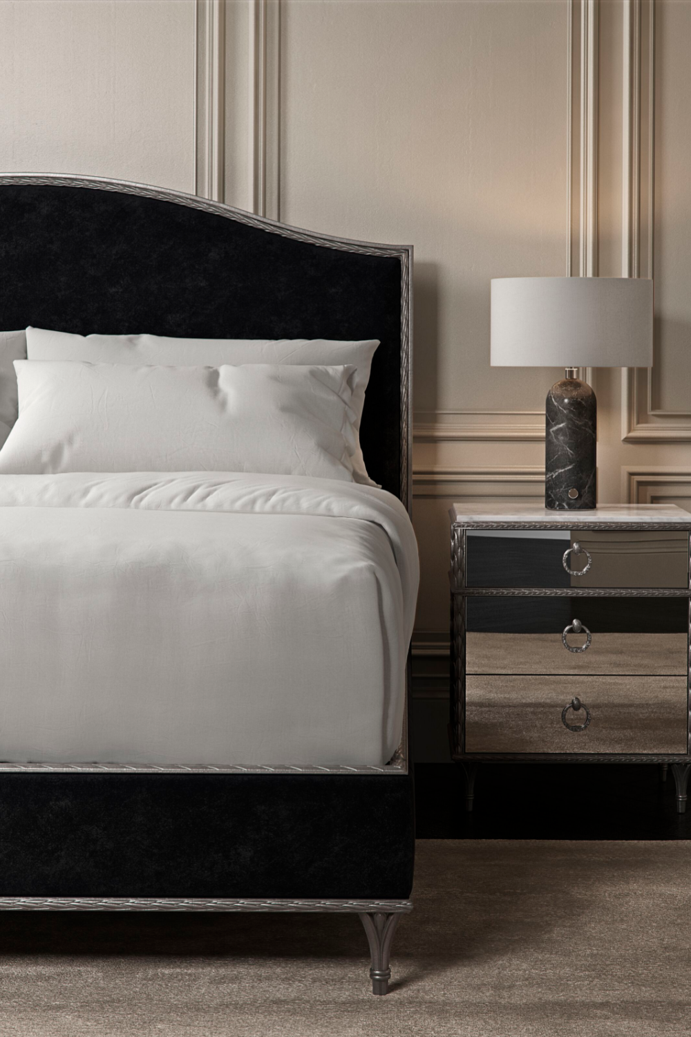 Mirrored 3-Drawer Nightstand | Caracole Fontainebleau | Oroa.com