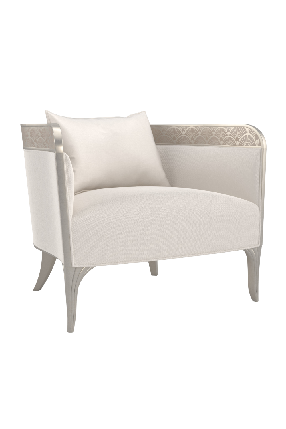 Fan Motif Cream Barrel Chair | Caracole Lillian | Caracole.eu.com