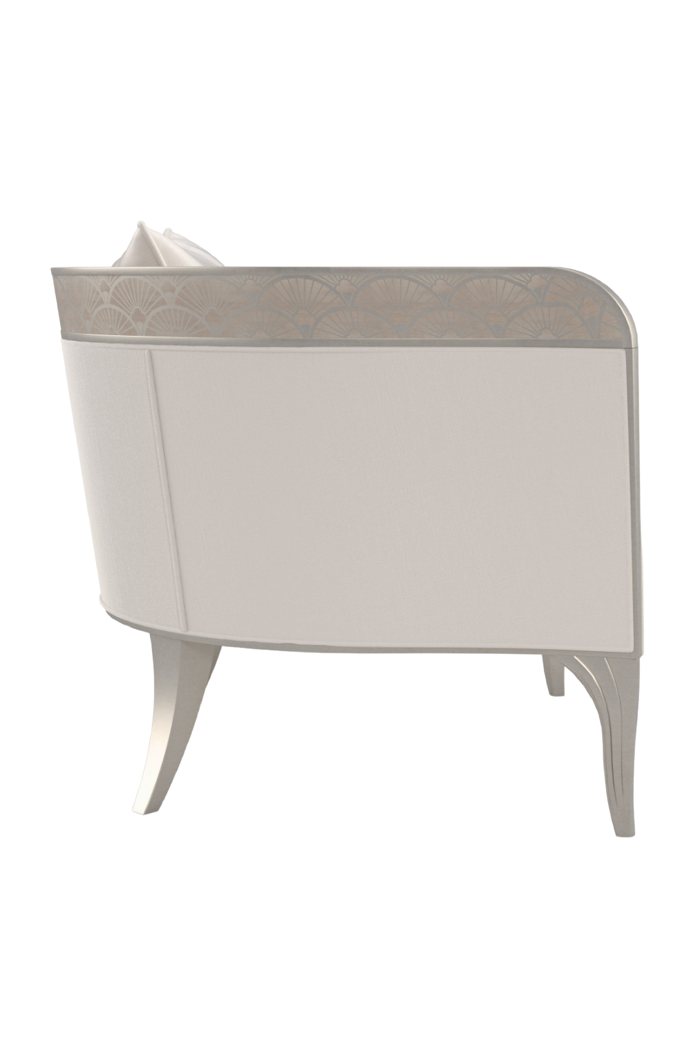 Fan Motif Cream Barrel Chair | Caracole Lillian | Caracole.eu.com