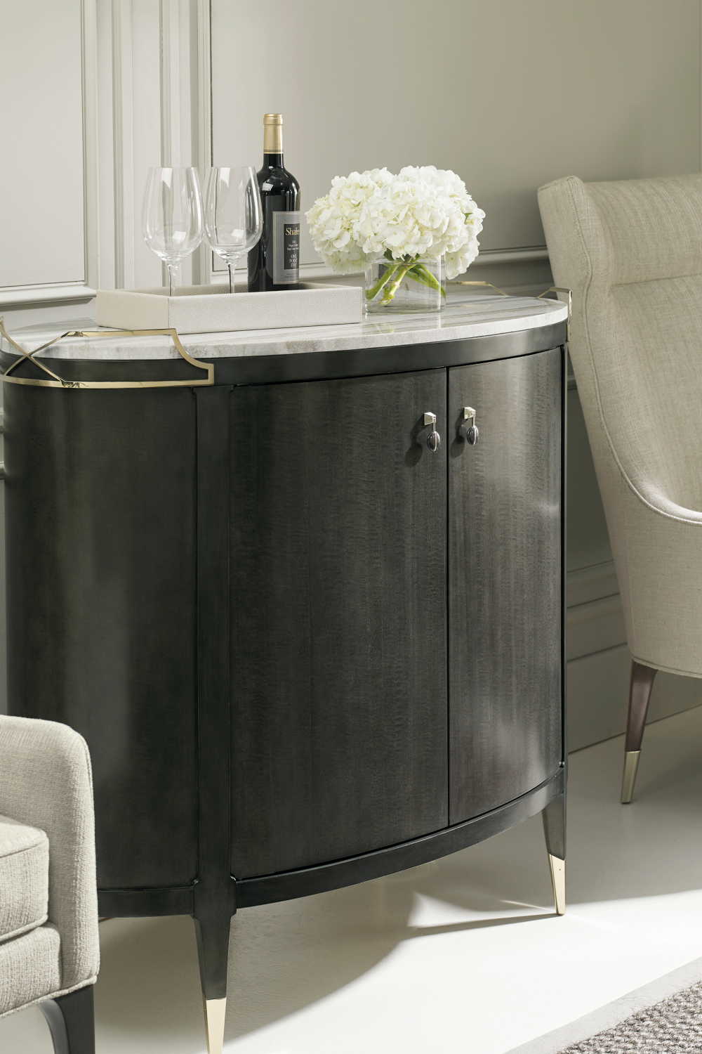 Oval Modern Bar Cabinet | Caracole Mix-ology | Caracole.eu.com