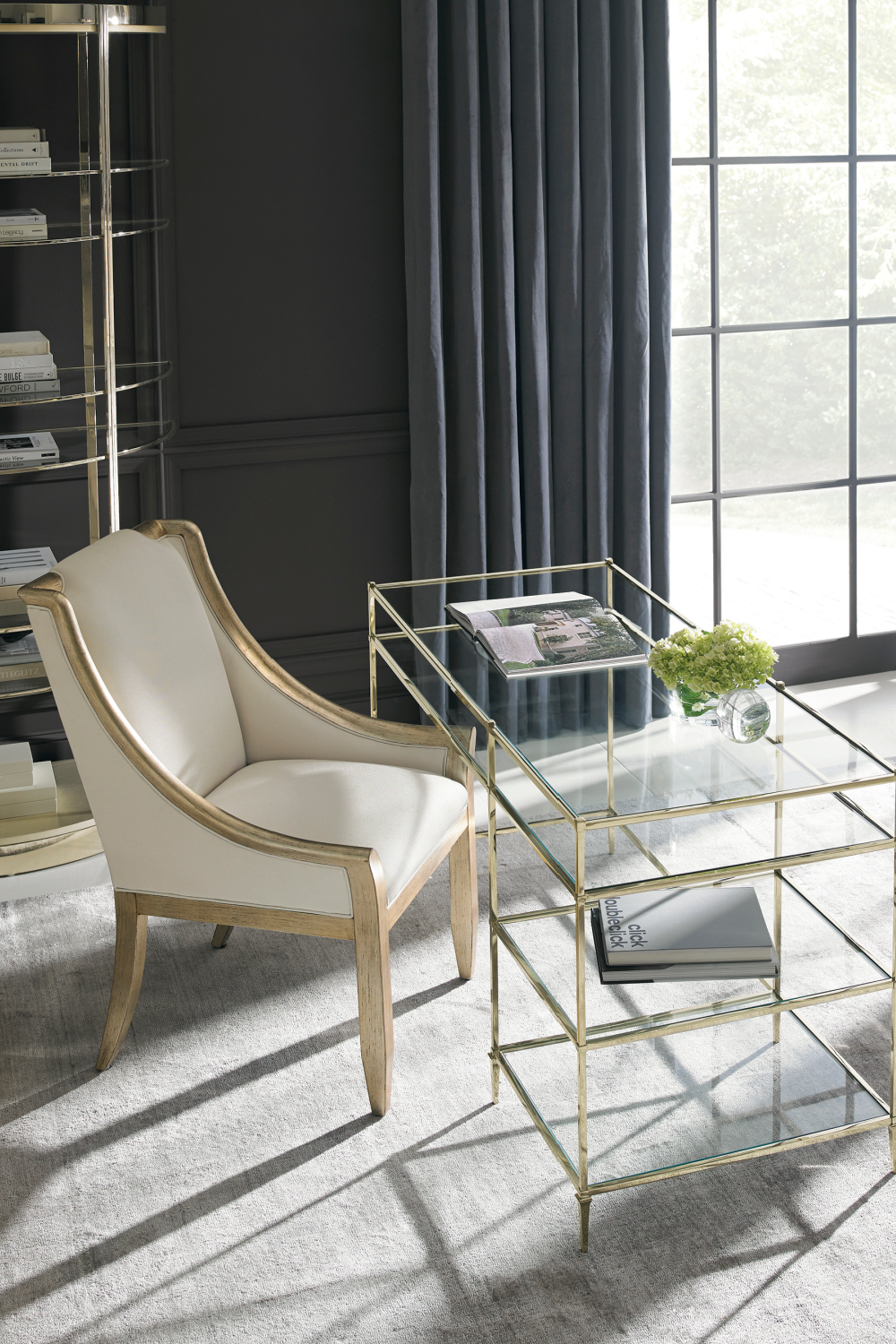 Half-Moon Gold Shelving Unit | Caracole Up Up And Away | Caracole.eu.com