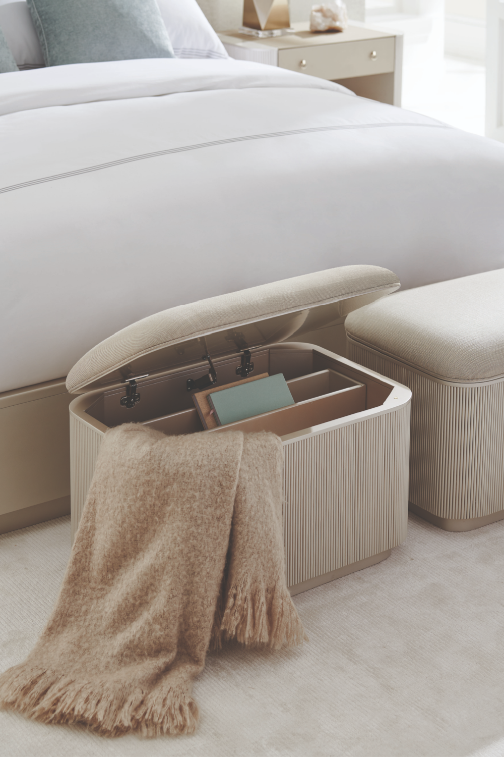 Beige Fluted Storage Ottoman | Caracole For The Love Of | Caracole.eu.com