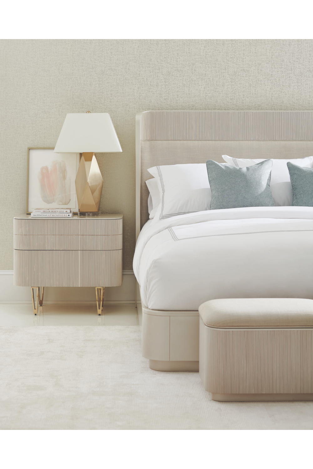 Beige Fluted Storage Ottoman | Caracole For The Love Of | Caracole.eu.com