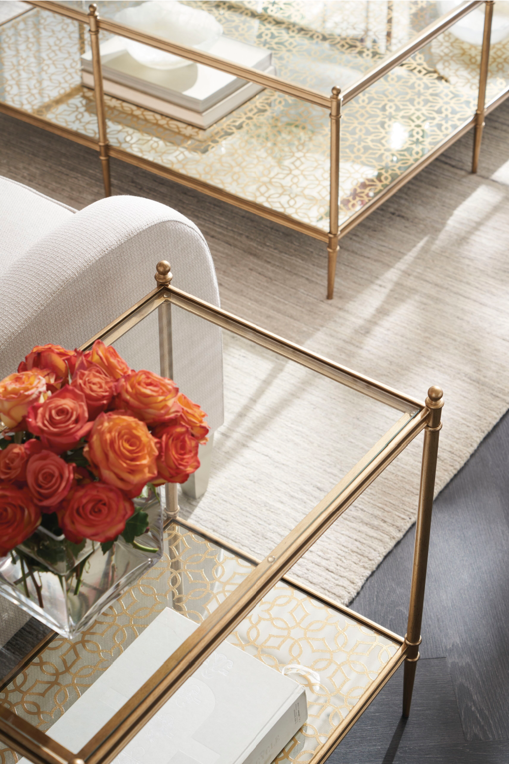 Metal Framed Glass Cocktail Table | Caracole Perfectly Square | Caracole.eu.com