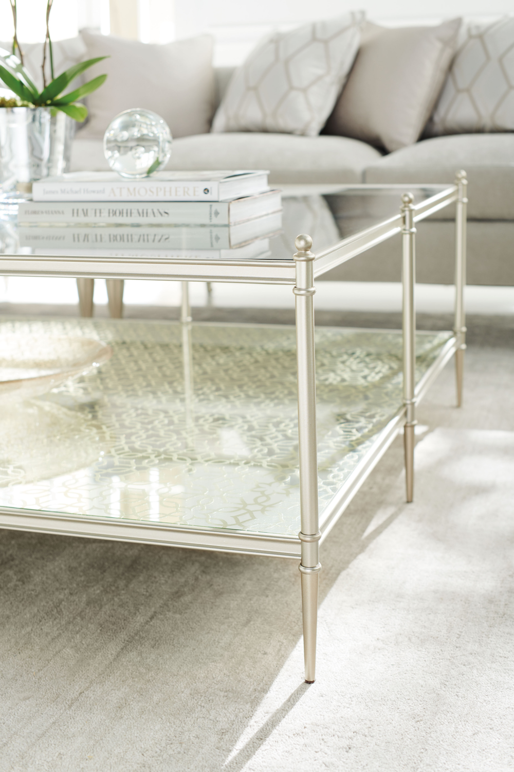 Metal Framed Glass Cocktail Table | Caracole Perfectly Square | Caracole.eu.com