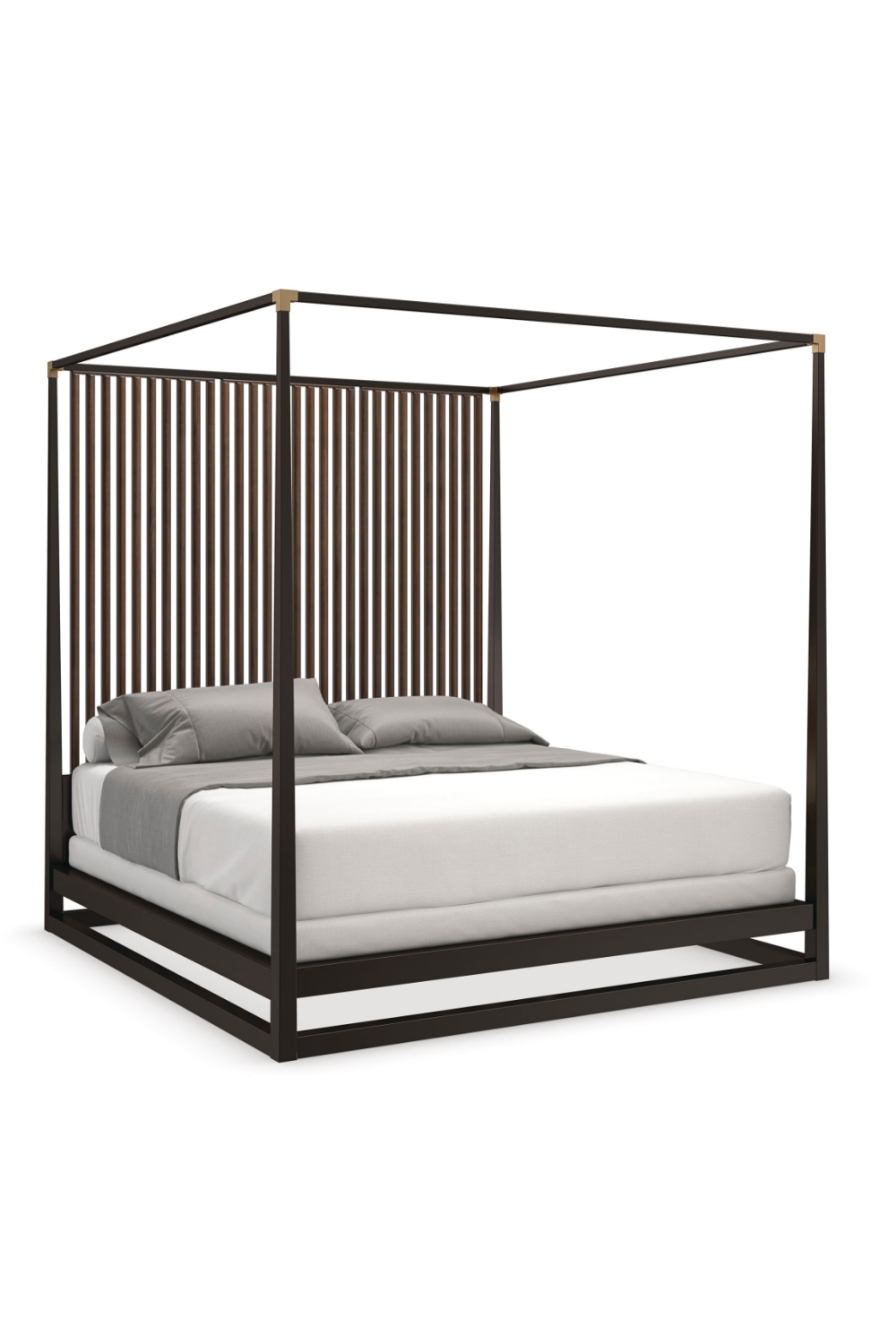 Brown Wooden Canopy Bed | Caracole Pinstripe | Caracole.eu.com