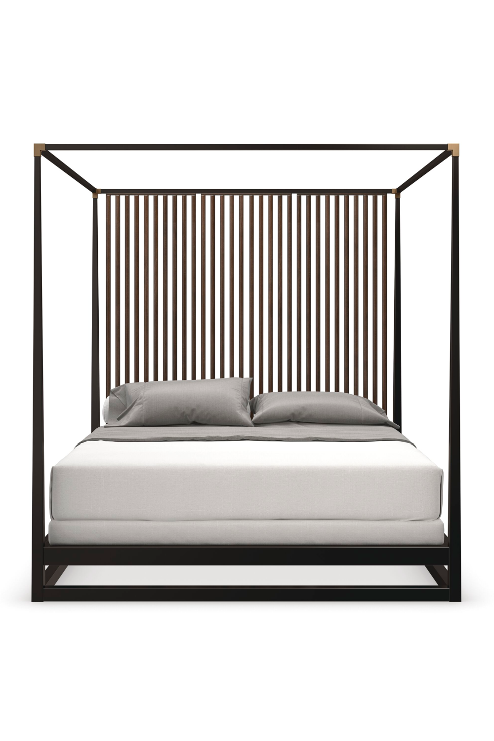 Brown Wooden Canopy Bed | Caracole Pinstripe | Caracole.eu.com
