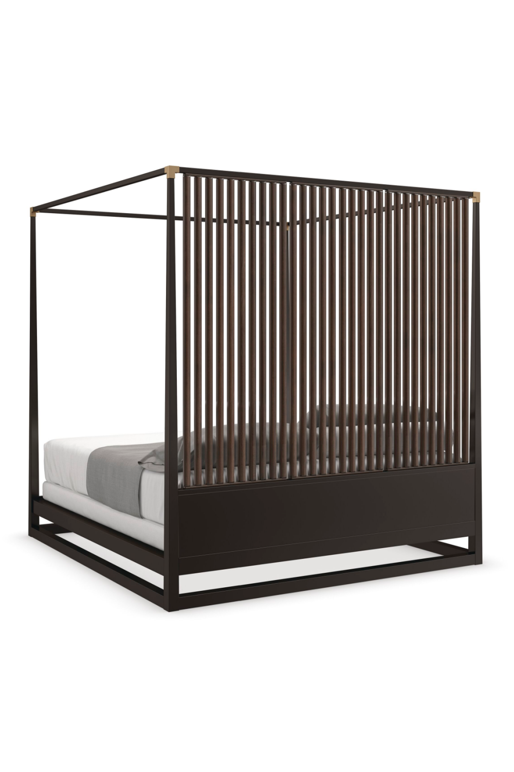 Brown Wooden Canopy Bed | Caracole Pinstripe | Caracole.eu.com