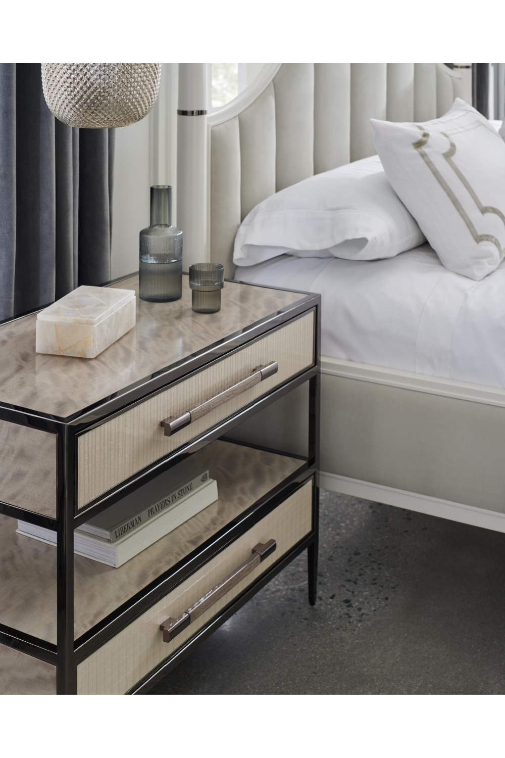 Bronze Framed Nightstand | Caracole Dual Impressions