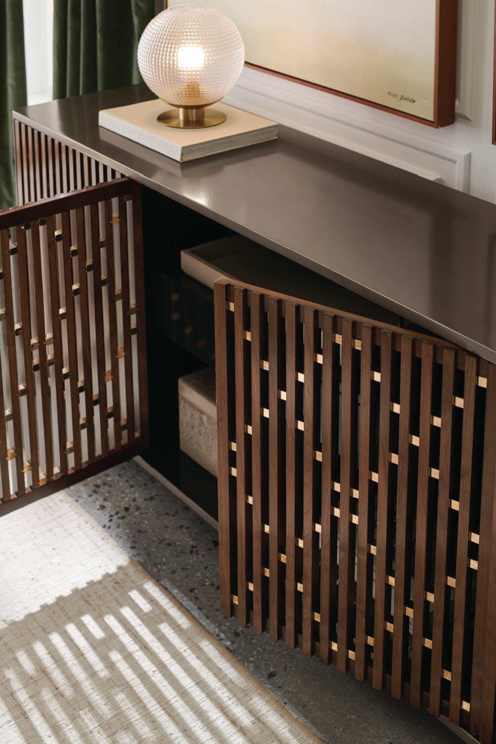 Slatted Wood Media Console | Caracole Diamond In The Rough | Caracole.eu.com