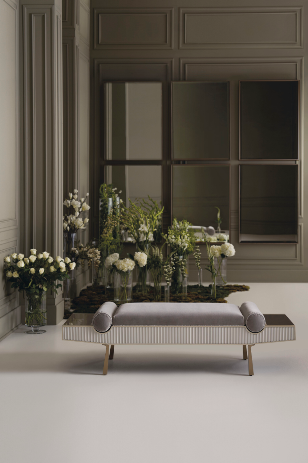 Gray Mohair Modern Bench | Caracole Roll Play | Caracole.eu.com