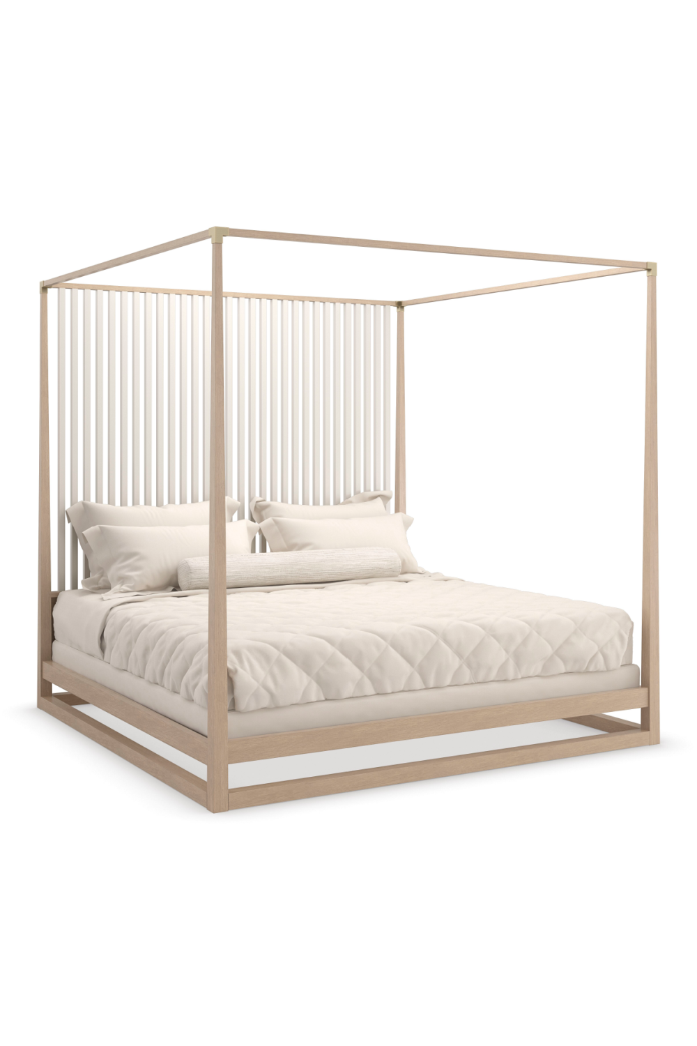 Light Oak Canopy Bed | Caracole Pinstripe | Caracole.eu.com