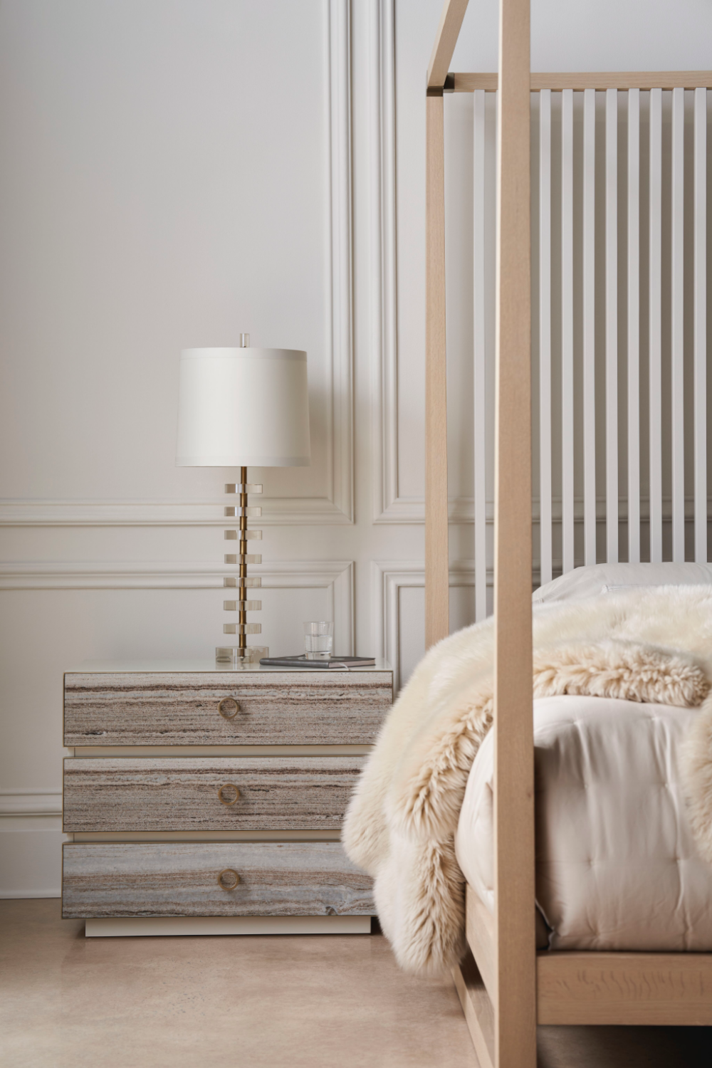 Light Oak Canopy Bed | Caracole Pinstripe | Caracole.eu.com
