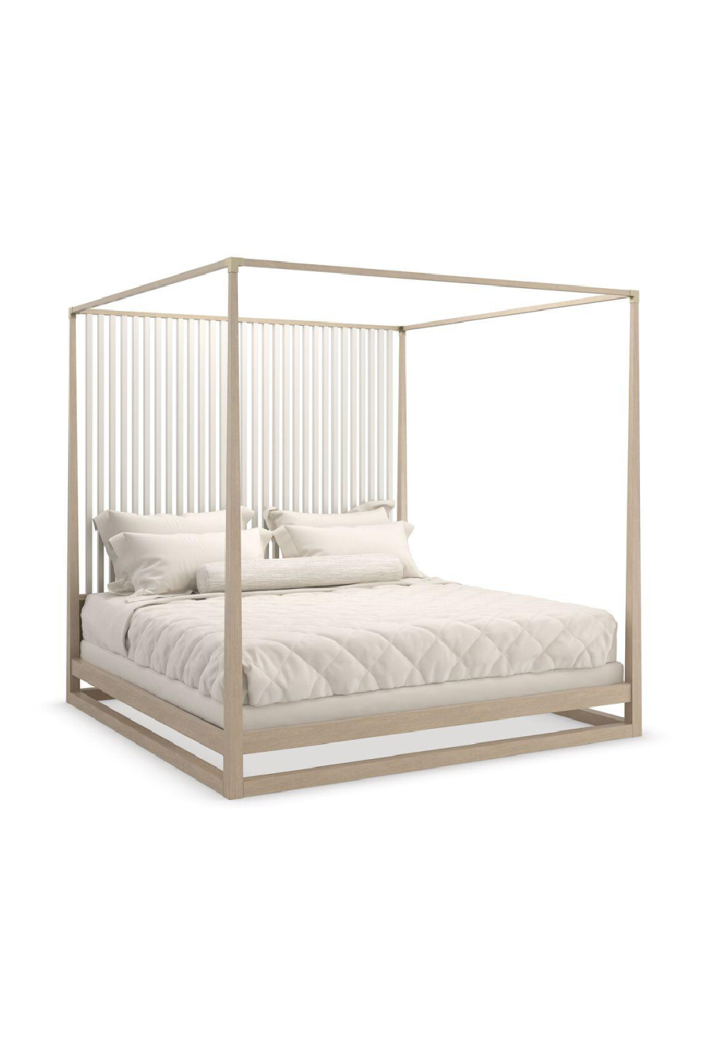 Light Oak Canopy Bed | Caracole Pinstripe | Caracole.eu.com