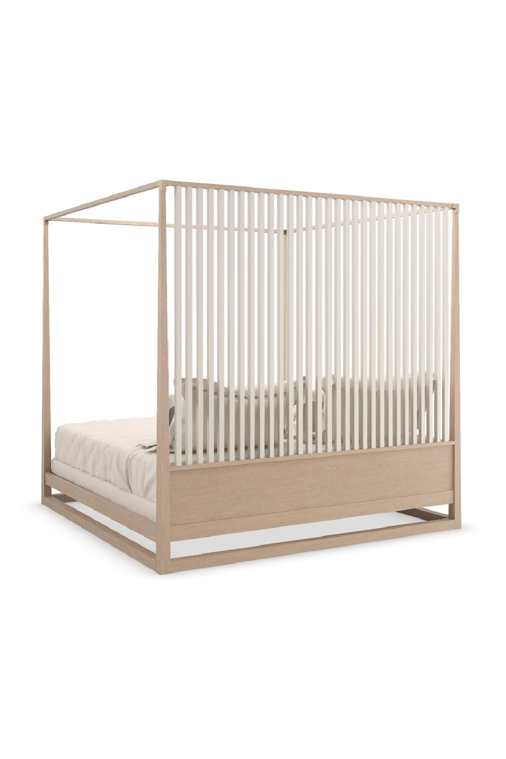 Light Oak Canopy Bed | Caracole Pinstripe | Caracole.eu.com
