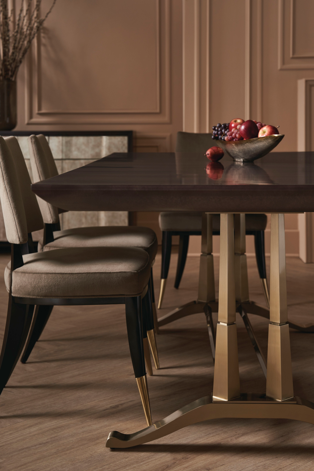 Taupe Velvet Dining Chair | Caracole Caress | Caracole.eu.com