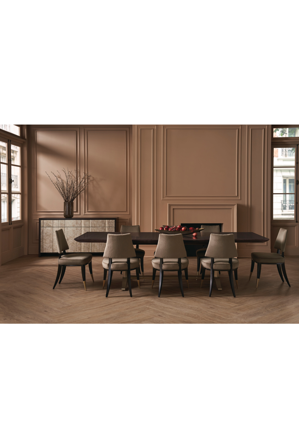 Taupe Velvet Dining Chair | Caracole Caress | Caracole.eu.com