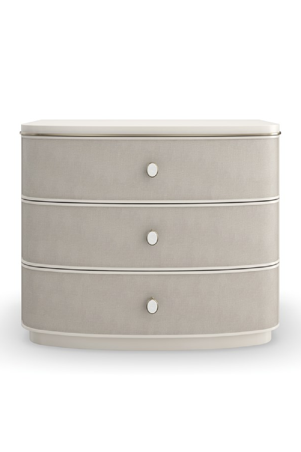 Cream Linen 3-Drawer Nightstand | Caracole Lyon | Caracole.eu.com