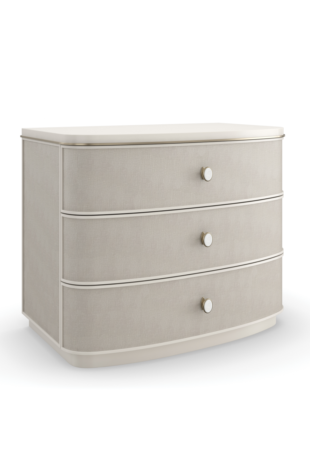 Cream Linen 3-Drawer Nightstand | Caracole Lyon | Caracole.eu.com