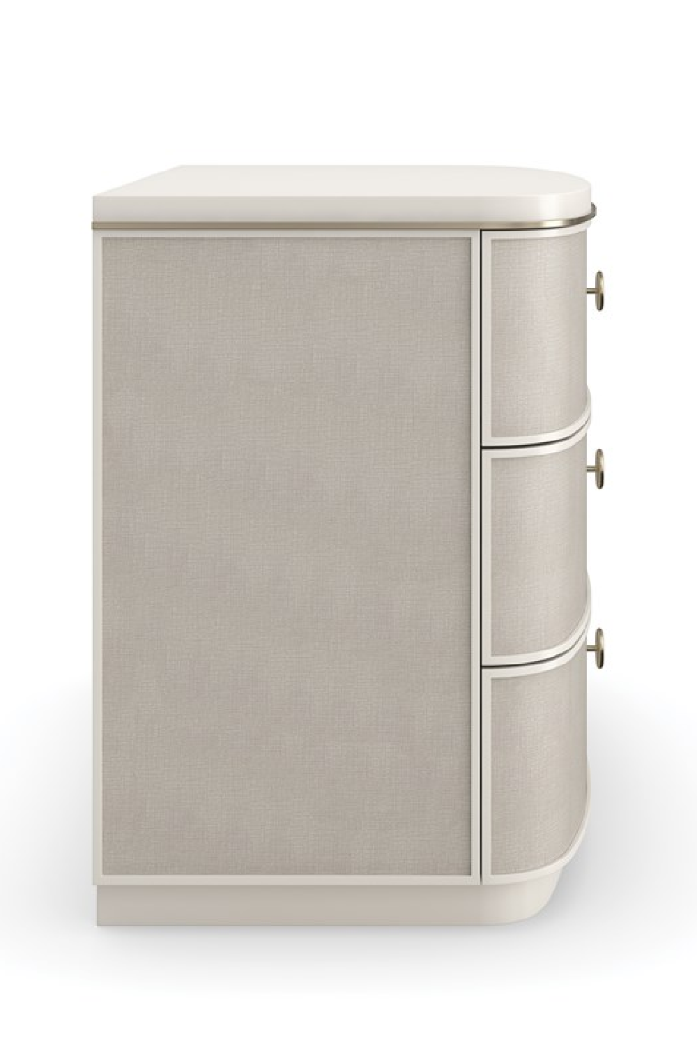 Cream Linen 3-Drawer Nightstand | Caracole Lyon | Caracole.eu.com