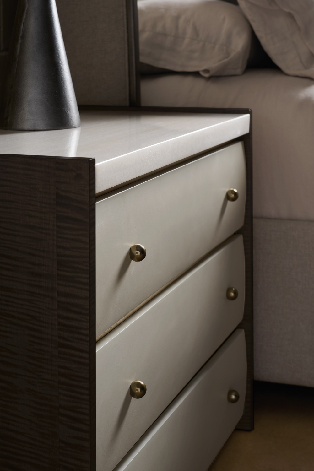 Burnished Adobe 3-Drawer Nightstand | Caracole Avignon | Caracole.eu.com
