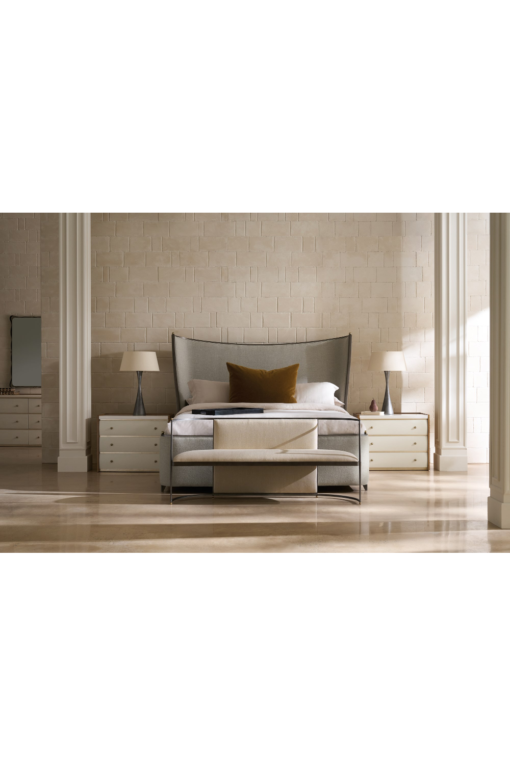 Gray Fabric Queen Bed | Caracole Provence | Caracole.eu.com