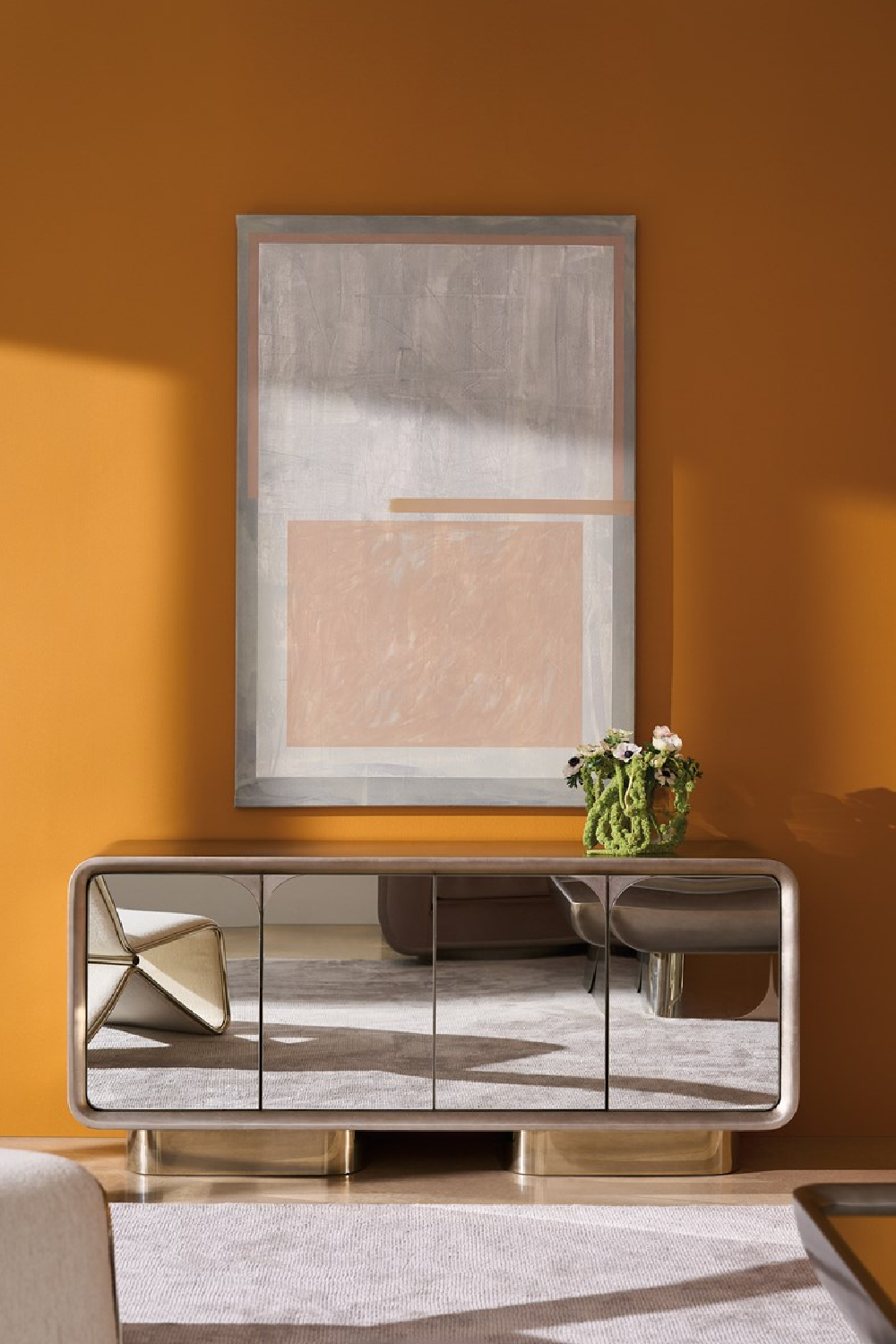 Mirrored 4-Door Media Unit | Caracole Aero | Caracole.eu.com