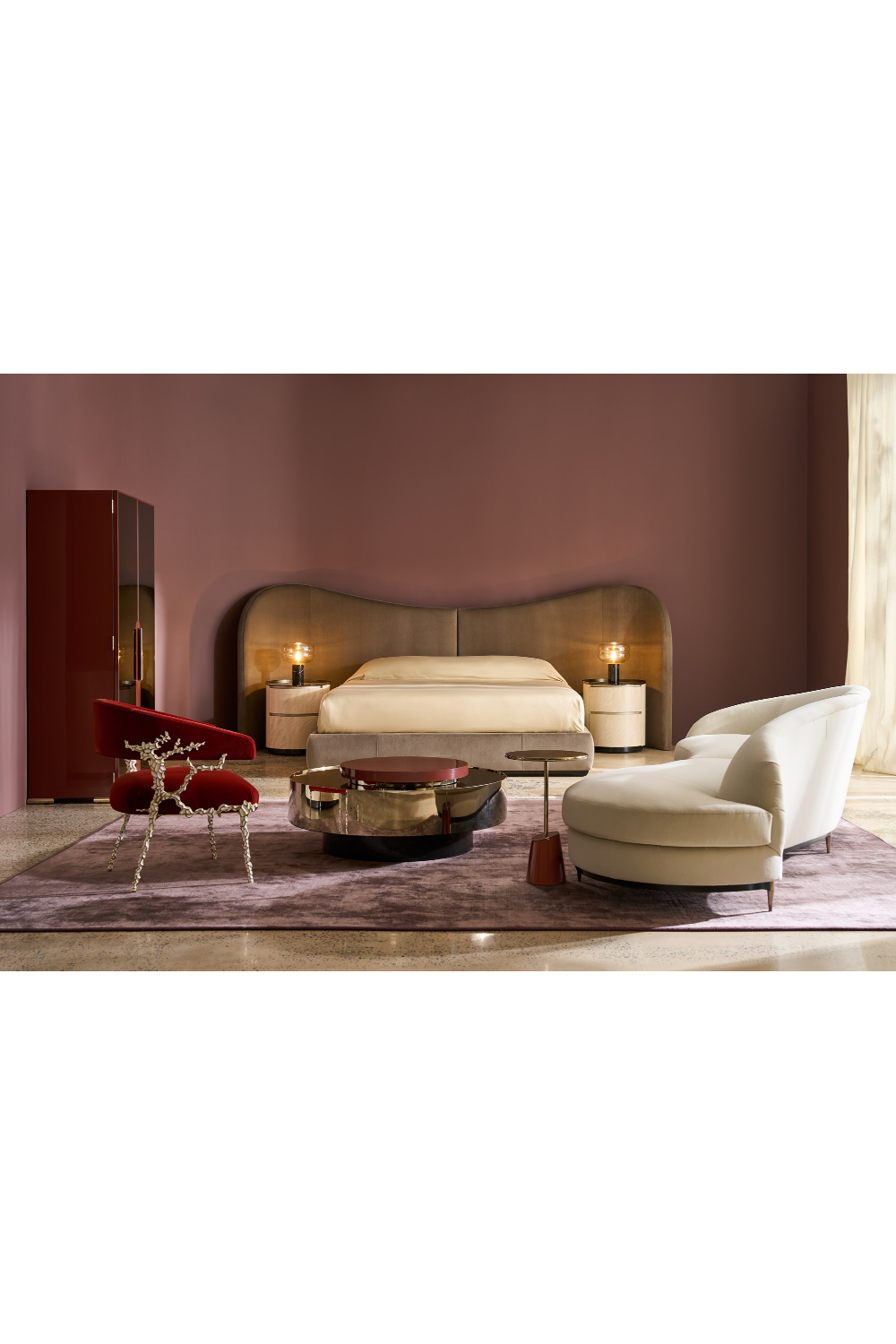 Taupe Velvet Bed | Caracole Clio | Caracole.eu.com