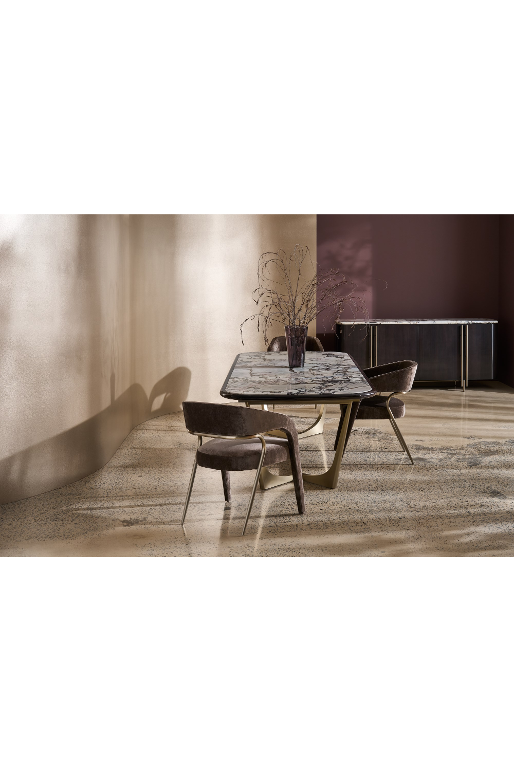 Glossy Stone Dining Table | Caracole Vena | Caracole.eu.com