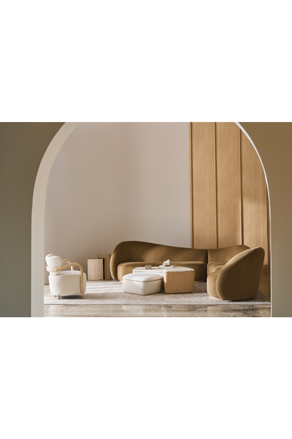 Ivory Bouclé Coffee Table | Caracole Serir | Caracole.eu.com