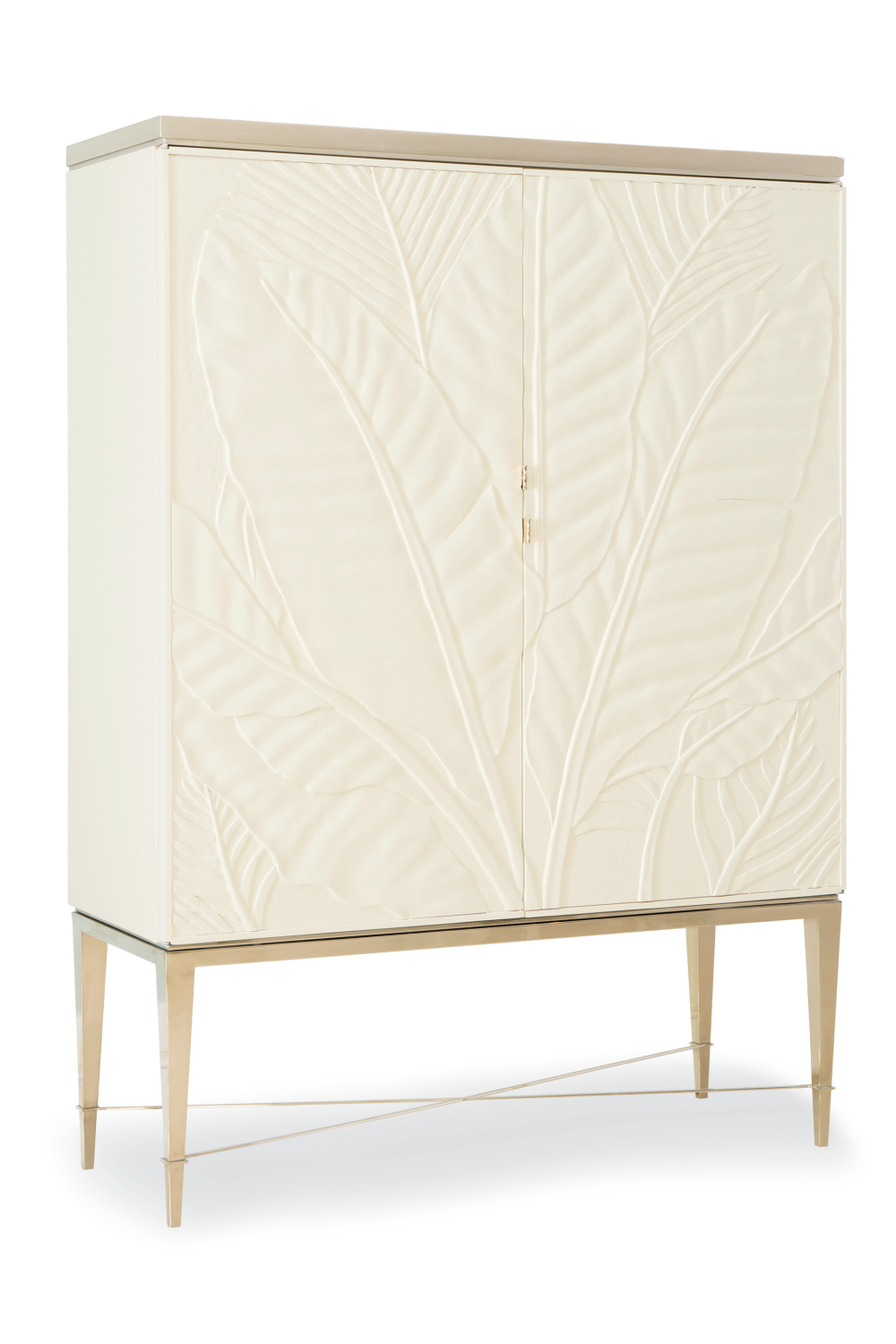 Carved White Modern Bar Cabinet | Caracole Palms Up! | Caracole.eu.com