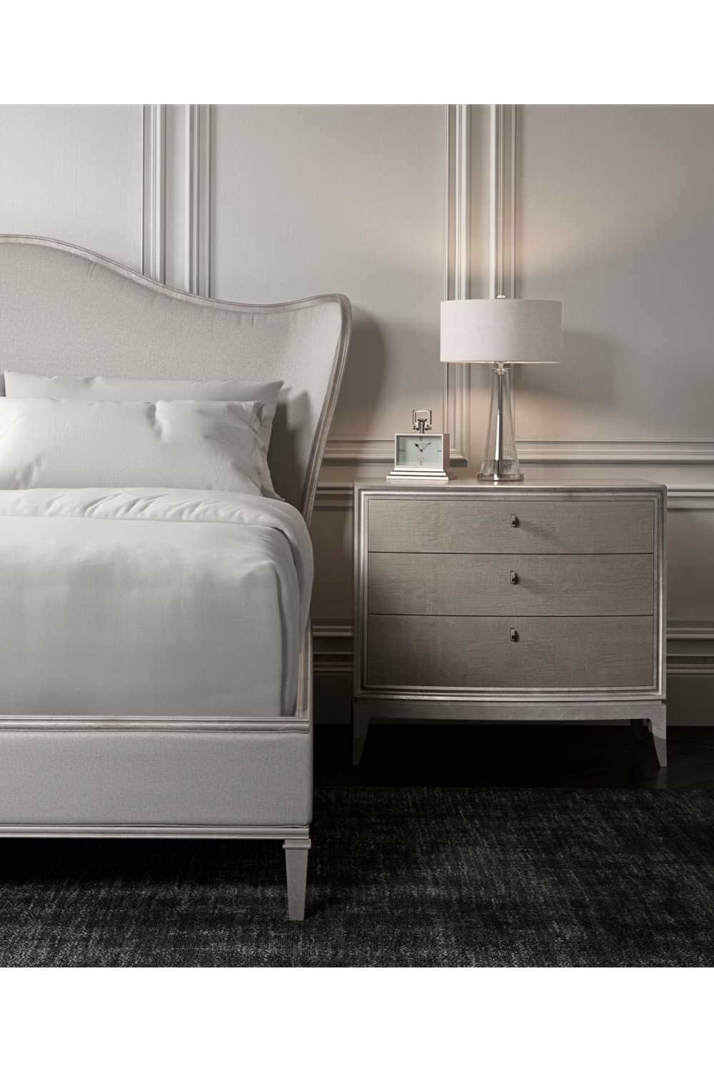 Silver Leaf 3-Drawer Nightstand | Caracole Rise And Shine | Caracole.eu.com