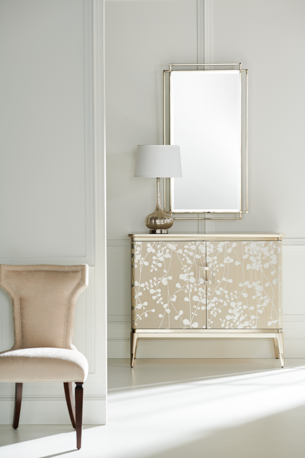 Leaf Patterned Taupe Sideboard | Caracole A Shimmer Of Light | Caracole.eu.com