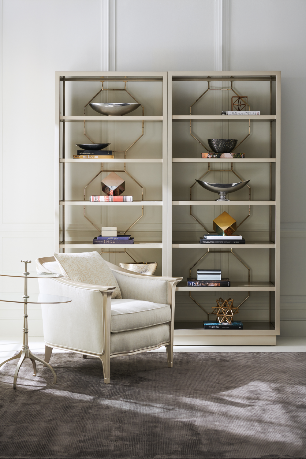 Taupe Metallic Modern Shelf | Caracole Going Up | Caracole.eu.com