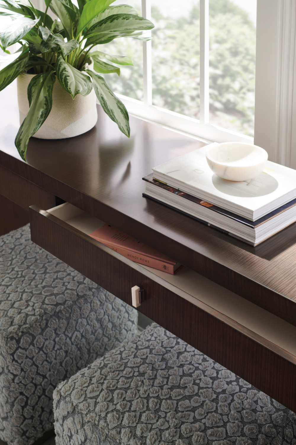 Leopard Print Velvet Ottoman | Caracole Soft Touch | Caracole.eu.com