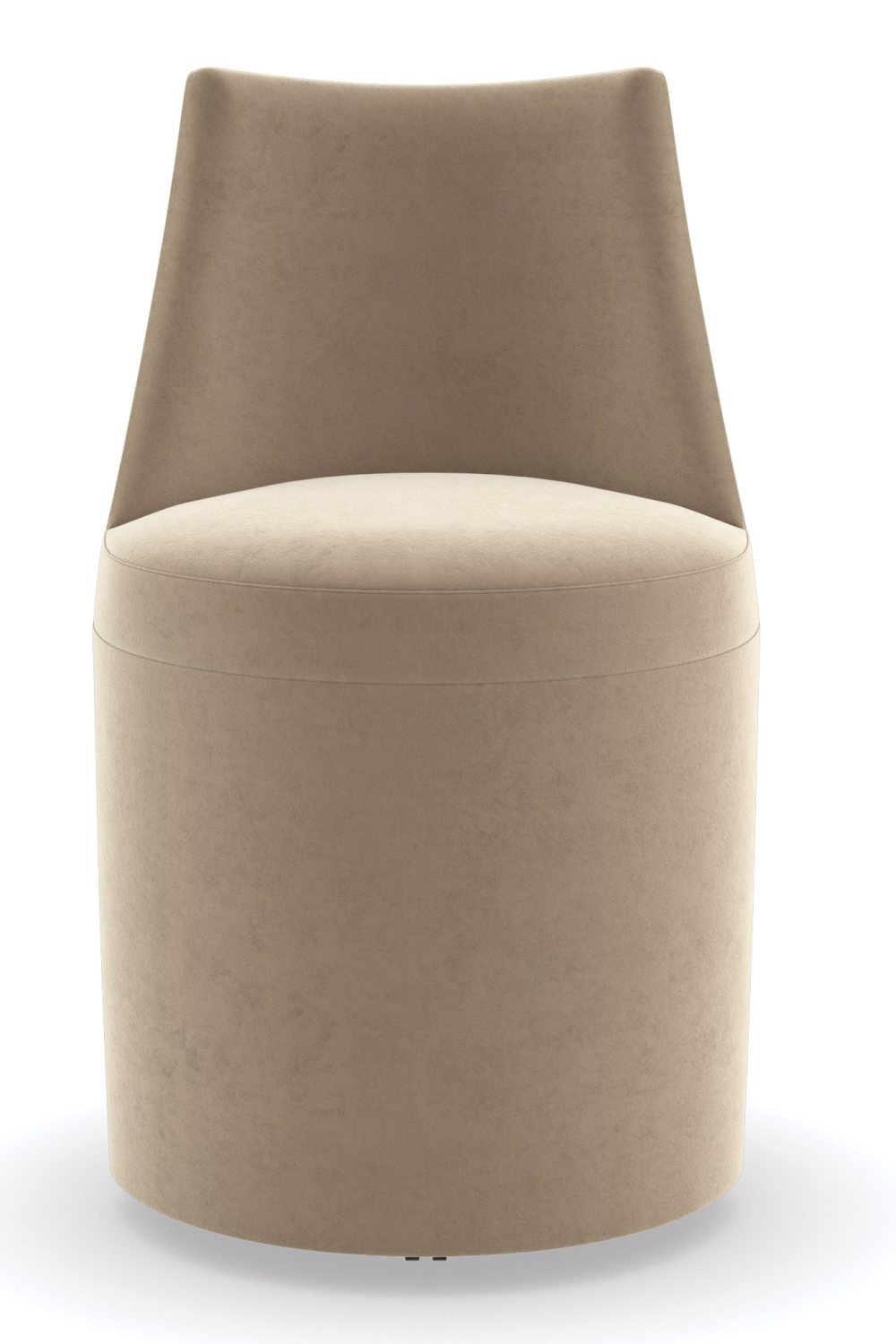 Taupe Velvet Dining Chair | Caracole Barrel Roll | Caracole.eu.com