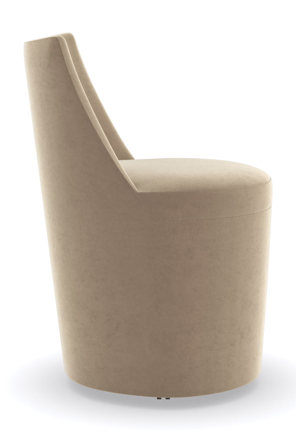 Taupe Velvet Dining Chair | Caracole Barrel Roll | Caracole.eu.com