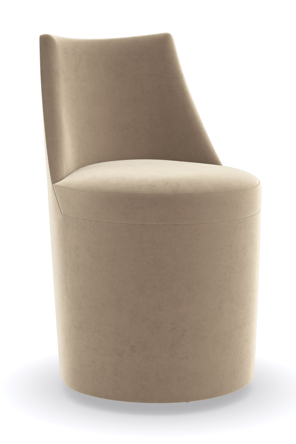 Taupe Velvet Dining Chair | Caracole Barrel Roll | Caracole.eu.com