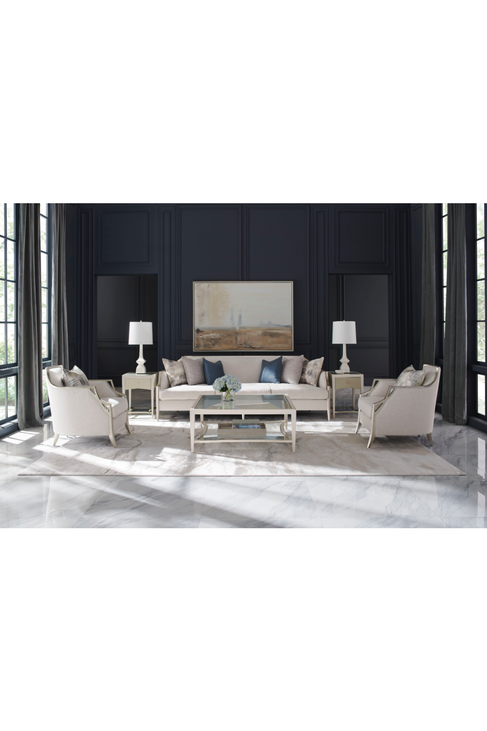 Pinstripe Glass Cocktail Table | Caracole Charming | Caracole.eu.com