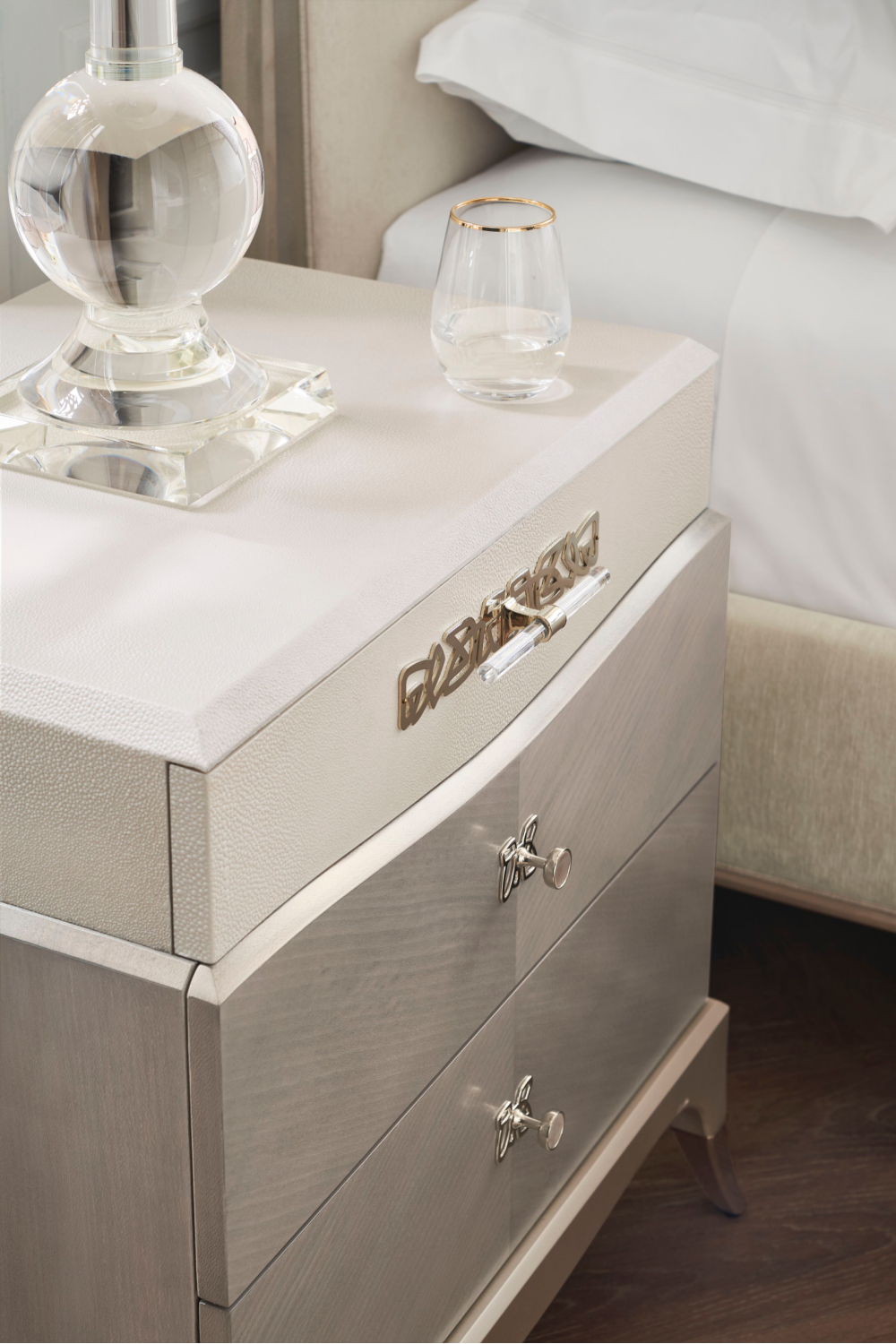 Gray Shagreen Modern Nightstand | Caracole Cadence | Caracole.eu.com