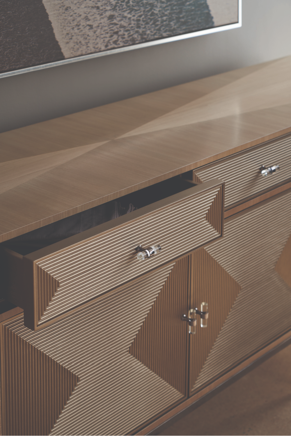 Geometrical Patterned Wooden Sideboard | Caracole Low Rise | Caracole.eu.com