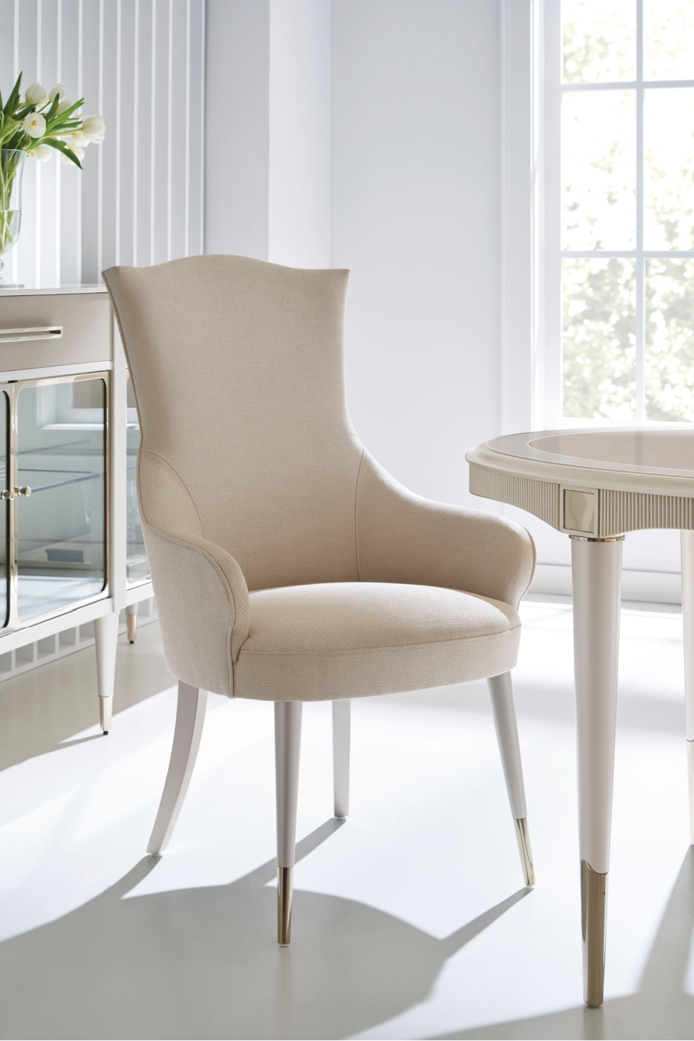 Camel-Back White Dining Chair | Caracole Cherub | Caracole.eu.com
