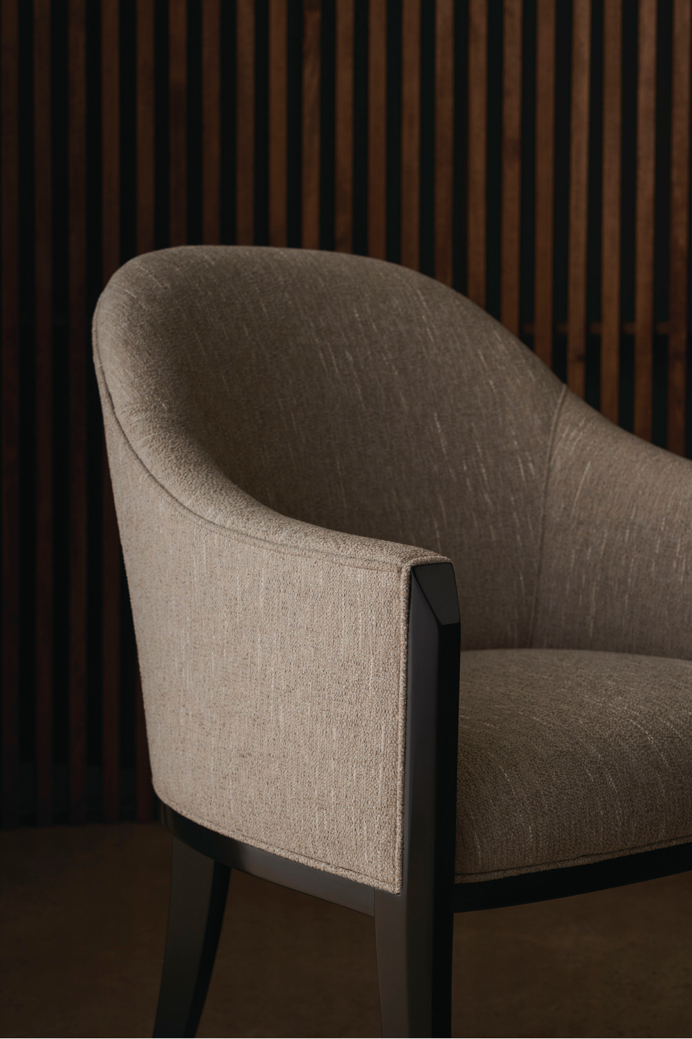 Gray Barrel-Back Dining Chair | Caracole Next Course | Caracole.eu.com