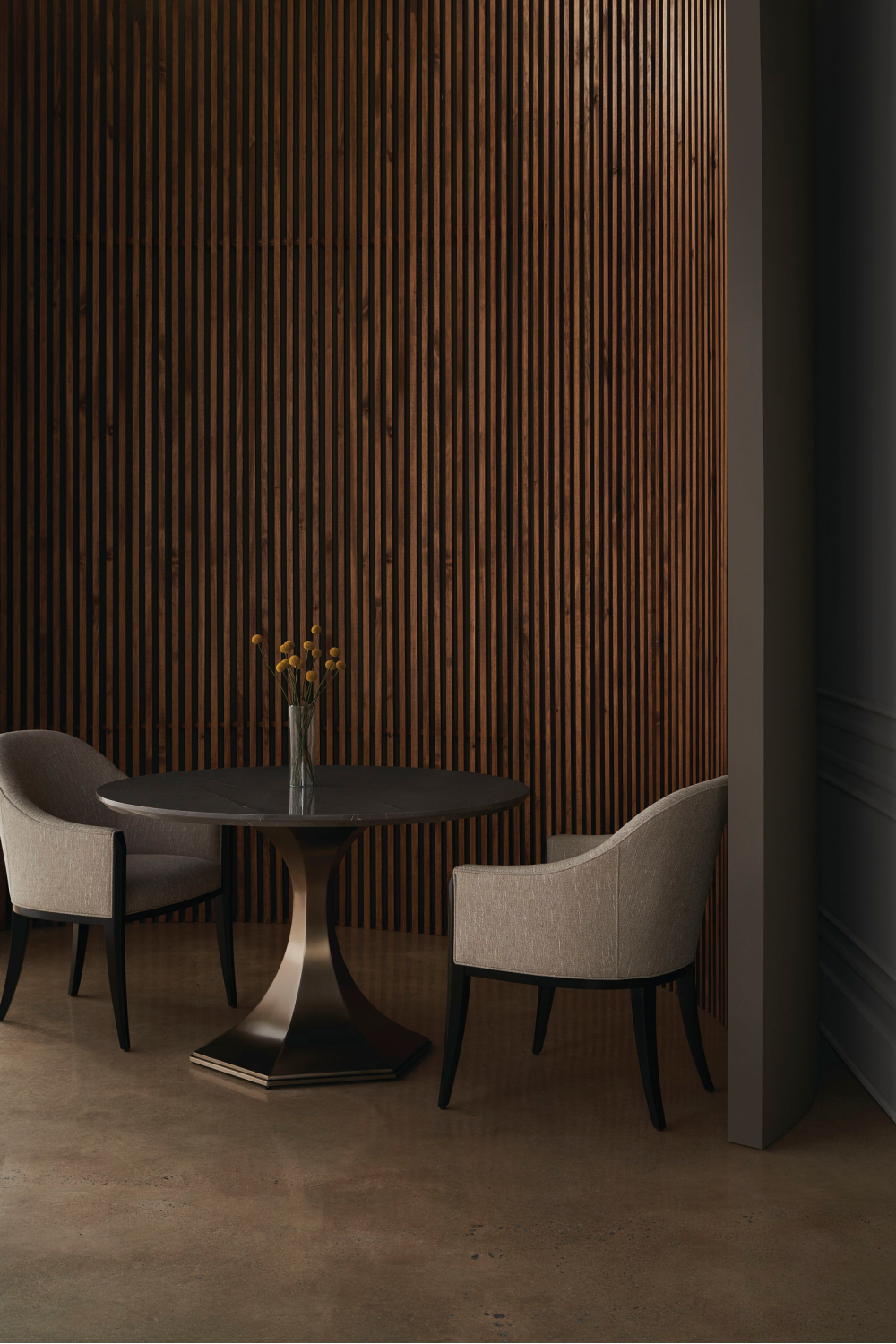 Gray Barrel-Back Dining Chair | Caracole Next Course | Caracole.eu.com