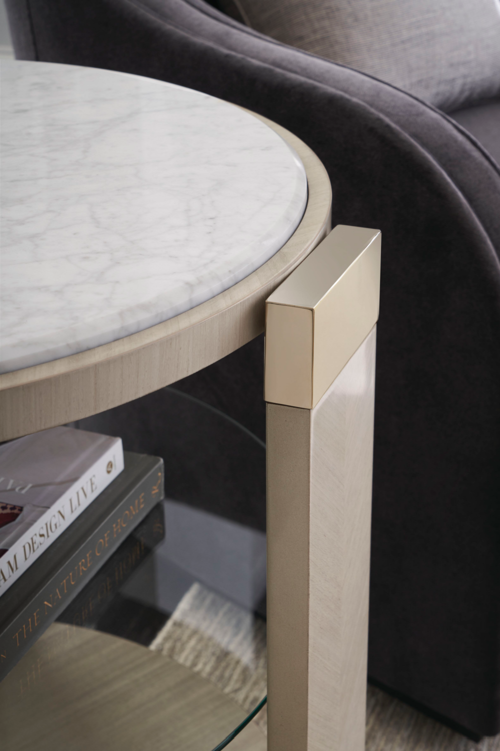 Round White Marble End Table | Caracole Oculus | Caracole.eu.com